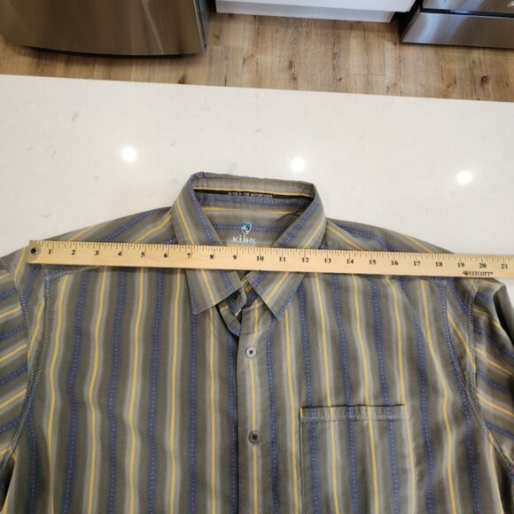 Kuhl Shirt Mens Large Gray Striped Short Sleeve Casual Hiking Outdoor Walking - Picture 7 of 10